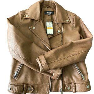 Brown Faux Leather Jacket - Coffee Shop New York